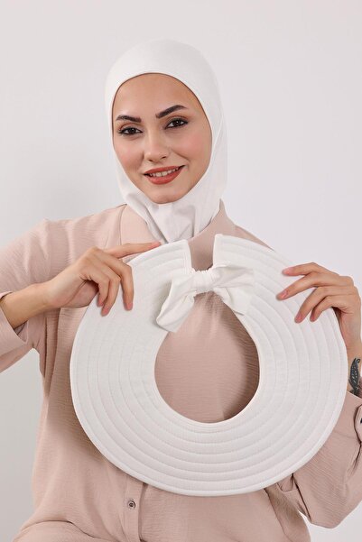 Aisha's Design Ninja Bone Turban with Detachable Bow on the Back, S-5, Cream