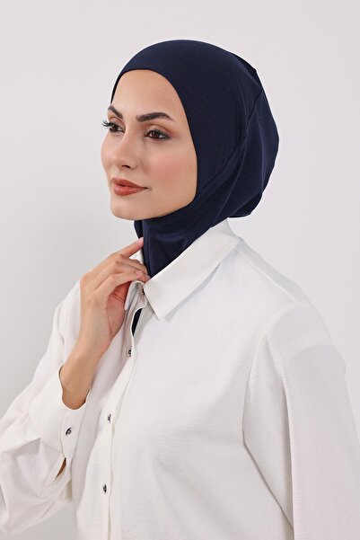 Aisha's Design Ninja Bone Turban with Detachable Bow on the Back, S-5, Navy Blue