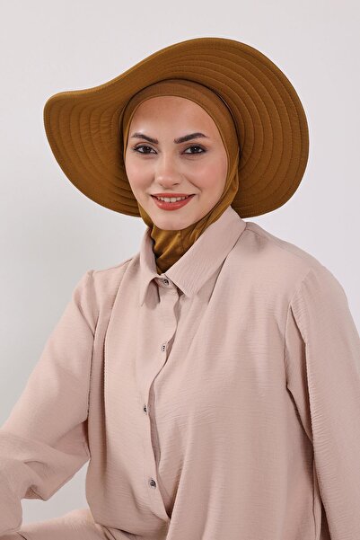 Aisha's Design Ninja Bone Turban with Detachable Bow on the Back, S-5, Dark Mustard