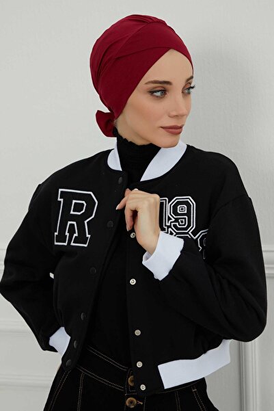 Aisha's Design Belted Combed Cotton Bonnet, B-31, Burgundy