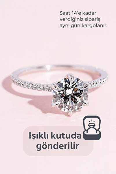 Crystal Diamond Zirconia Işıklı Kutuda,Pırlanta montür zirkon taşlı 0.75 Kara...