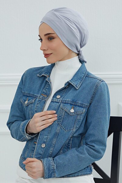 Aisha's Design Χτενισμένο βαμβακερό καπέλο με ζώνη, B-31, Γκρι