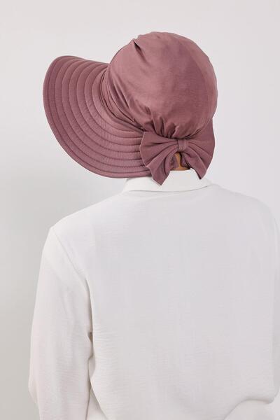 Aisha's Design Combed Cotton Bonnet Turban with Detachable Bow on the Back, S-4, Dusty Rose