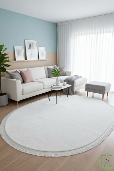 SERENİTA KAYMAZ TABAN BEYAZ POST/PELUŞ DÜZ SAÇAKLI MODERN OTURMA ODASI SALON ...