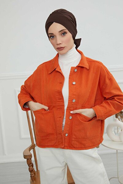 Aisha's Design Χτενισμένο βαμβακερό καπό με ζώνη, B-31, καφέ