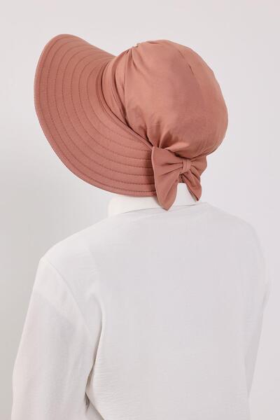 Aisha's Design Combed Cotton Bonnet Turban with Detachable Bow on the Back, S-4, Cappuccino