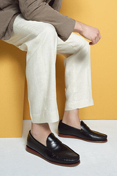 Derimod حذاء رجالي من الجلد الأسود مصنوع من الجلد الطبيعي حذاء كاجوال بيني لو...