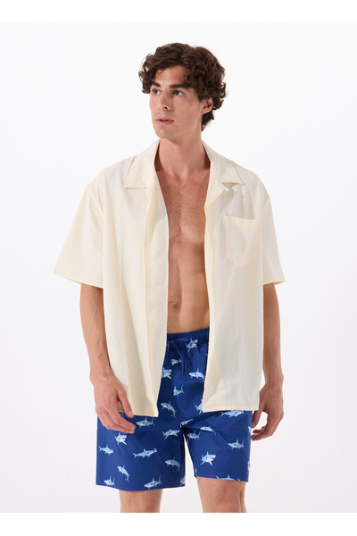 Discovery Expedition D5SM-MY 3402 Lacivert Baskılı Erkek Şort Mayo