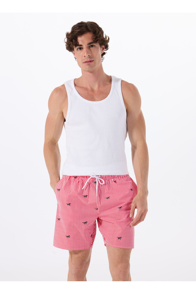 Mustang Kırmızı - Beyaz Erkek Şort Mayo M5SM-SRT0003