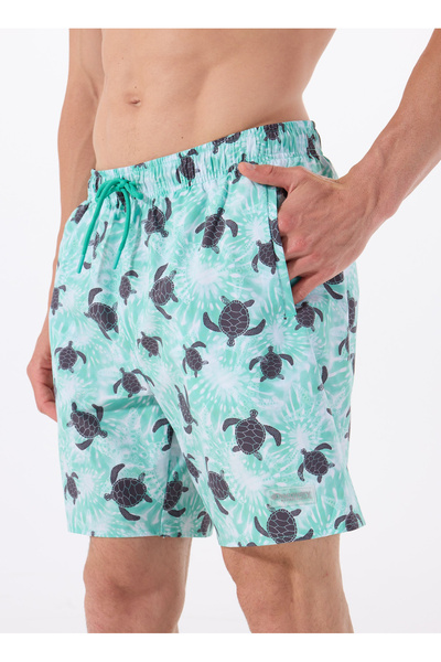 Discovery Expedition D5SM-MY 3405 Mint Baskılı Erkek Şort Mayo