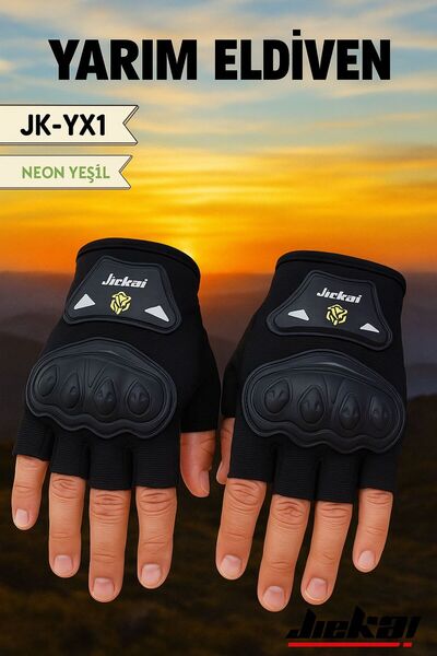 JİEKAİ JİEKAİ JK-YX YARIM ELDİVEN KORUMALI * NEON YEŞİL * TAM KALIP