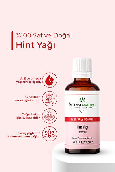 Intense Natural Hint Yağı Soğuk Sıkım 50 ml X 2 %100 Saf Ve Doğal Castor Oil