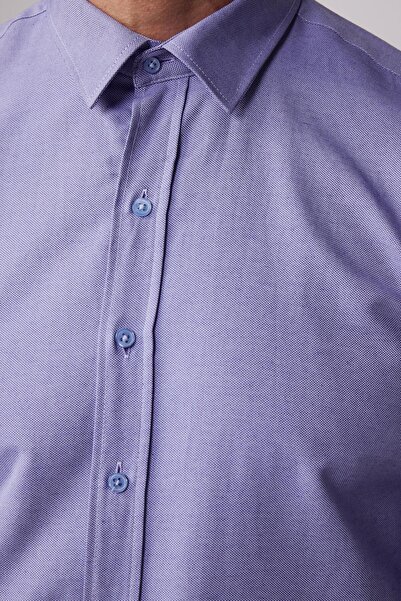 Tudors Modern Slim Fit Pamuklu Kolay Ütü Armürlü Erkek Gömlek