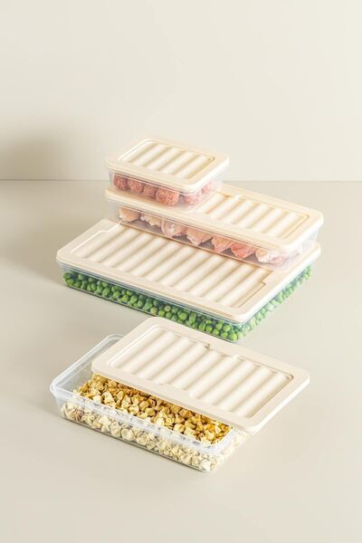 Nandy Home 24'lü Set Freshbox Mikrodalga Ve Difrize Uygun Saklama Kabı Krem