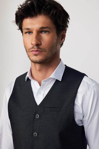 Tudors Slim Fit Slim Fit 3 Pockets 4 Seasons Plain Gray Men's Vest