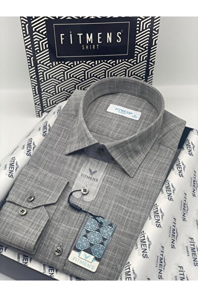 Fitmens Classic Long Sleeve Pocketless Linen Collar Buttoned at Bottom Men's ...