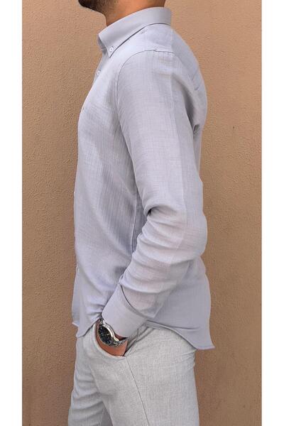 Fitmens Slim Fit Long Sleeve Muslin Cotton Comfortable Breathable Fabric Collar Buttoned Men's Shirt with Gift Box