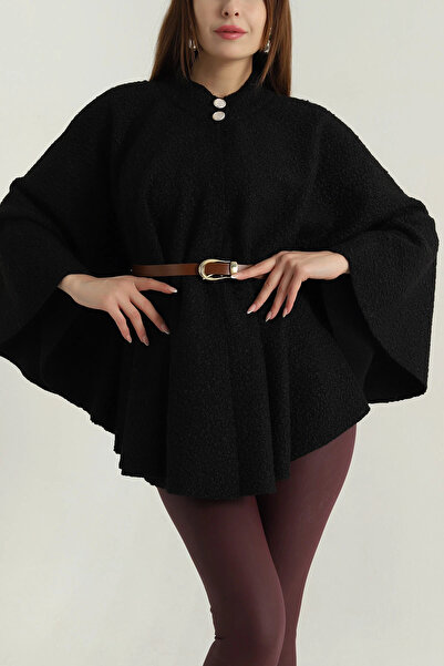 VıoShıne Kadın Kemer Detaylı Buklet Panço