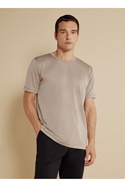 BROOKS BROTHERS Bisiklet Yaka Vizon Erkek T-Shirt BBSS25MTS017