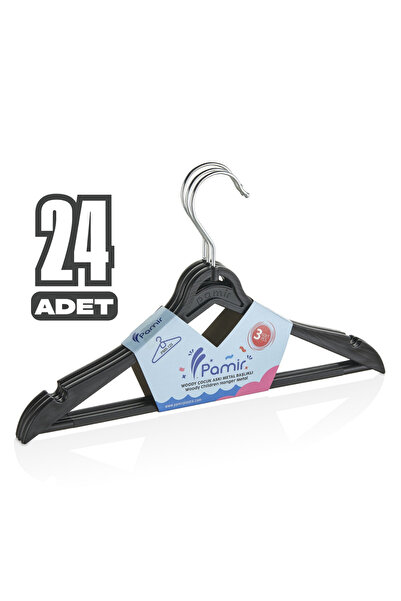 Beray 24 Adet Özel Tasarım Ahşap Görünümlü Çocuk Ve Bebek Kıyafet Askısı Elbi...