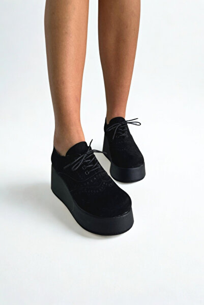 inizio Black Suede Wedge Heel Women's Loafer V4215