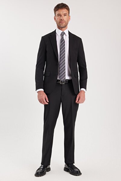 Tudors Erkek Regular Fit Esnek Likralı Kumaş Mono Yaka Kapaklı Cepli Takım Elbise