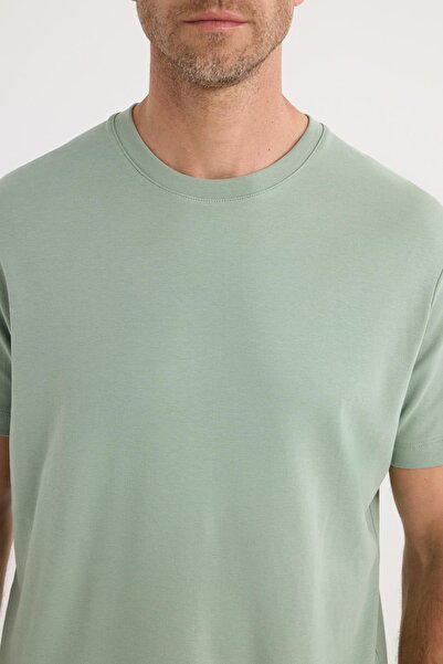 Tudors Unisex Relax Fit Άνετη εφαρμογή 100% βαμβακερή μαλακή υφή Ελαφρύ παχύ πράσινο μπλουζάκι με λαιμόκοψη