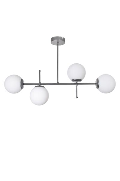 Modavize Feris Modern Tasarım Salon Mutfak Yatak Odası Gri Renk Beyaz Camlı 4 Lü Avize