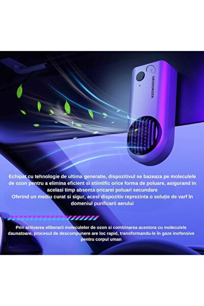 ILA PRODUCT Mini ozone air purifier, car and office, eliminates odors, portable, gray