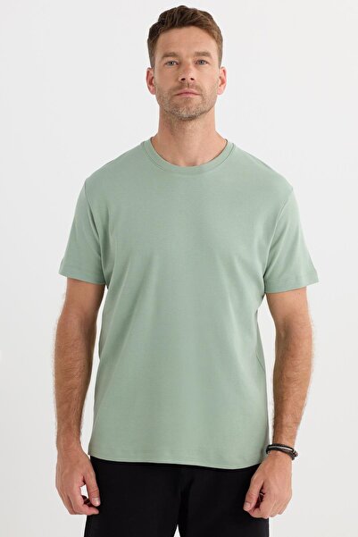 Tudors Unisex Relax Fit Άνετη εφαρμογή 100% βαμβακερή μαλακή υφή Ελαφρύ παχύ πράσινο μπλουζάκι με λαιμόκοψη