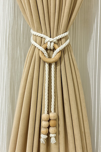 MACROMEKİDS Handmade 1Pc Curtain Tieback Curtain Buckle Decorative Curtain Holder Accessory with Beaded Ring