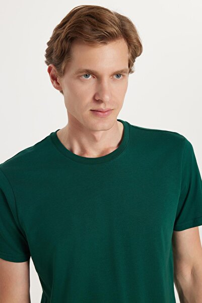 Tudors Μπλουζάκι Unisex Slim Fit Slim Fit 100% βαμβακερό μαλακό πράσινο μπλουζάκι με λαιμόκοψη