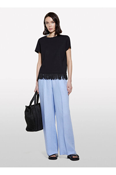 Sisley Crew Neck Black Women's T-Shirt 3096L107J