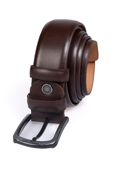 Tudors جلد طبيعي 100% للرجال - حزام بني كلاسيكي بطول 3.5 سم