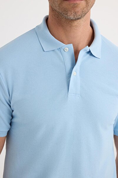 Tudors Pánské Slim Fit Slim Fit Bavlna Měkká textura Prodyšná tkanina S límcem proti kroucení Modré tričko Polo límec