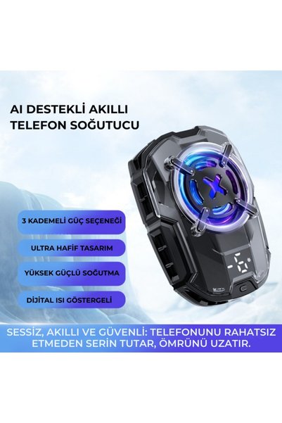 Polham 27W Akıllı Sıcaklık Kontrollü Süper İletken Telefon Soğutma Fanı Radya...