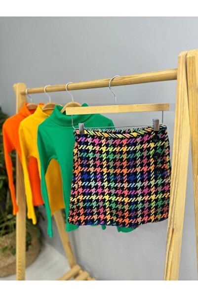 Cuties Kız Çocuk Şanel Kumaş Desenli Kışlık Şort 4174 Renkli