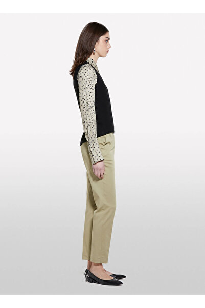 Sisley Women's Sand Color Stretch Cotton Regular Waist Chino Pants