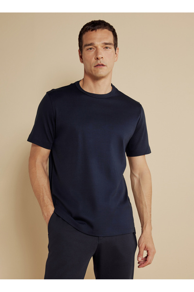 BROOKS BROTHERS Bisiklet Yaka Lacivert Erkek T-Shirt BBSS25MTS025