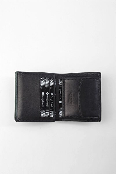 CENGİZ PAKEL Cengizpakel Hakiki Deri Erkek Cüzdan 13681-siyah-yeşil