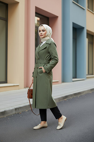 Zeneva Collection Χακί - 100% βαμβάκι, εξαιρετικά μακρύ (120 εκ.) γυναικείο μαντήλι τύπου καμπαρντίνα