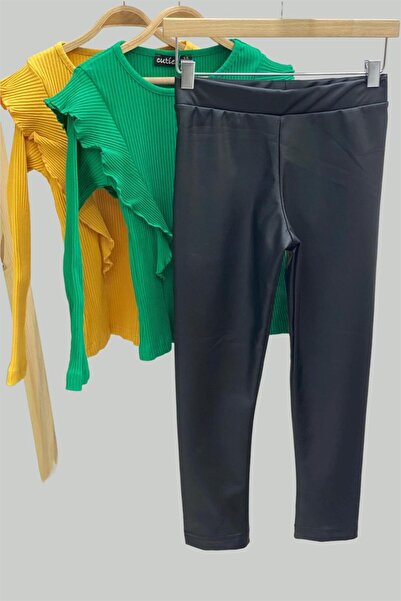 Mojo Bebek Mojo Kız Çocuk Deri Şardonlu Tayt 3602 Siyah