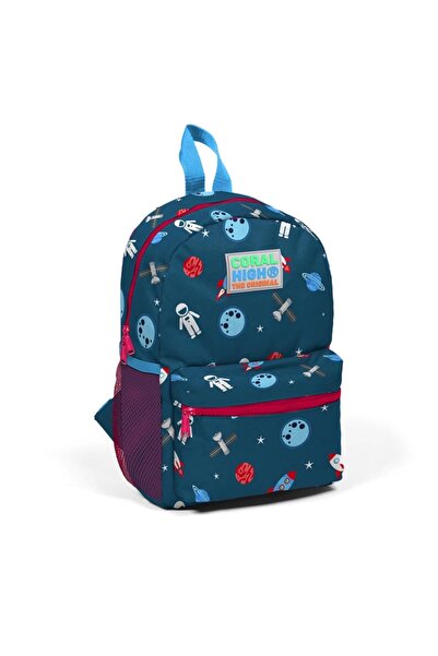 Coral High 23354 Kids Indigo Red Space Patterned Two-Sectioned Mini Nest Backpack