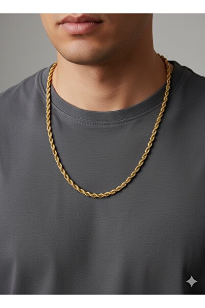 bettin tasarım قلادة من الفولاذ المقاوم للصدأ بسلسلة سميكة منسوجة بلون ذهبي ل...