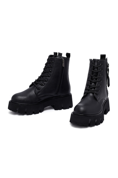 Derimod Kadın Siyah Fermuarlı Casual Postal Bot 23WFE221018