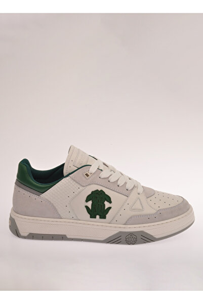 Roberto Cavalli Beyaz - Gri - Yeşil Erkek Deri Sneaker 27768