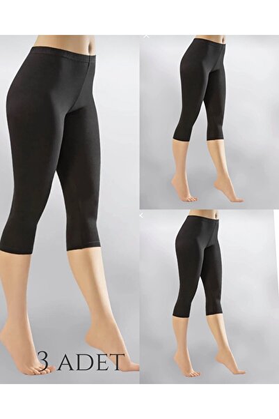 KOTA 3-Piece Black Below the Knee Lycra Capri Women's Leggings