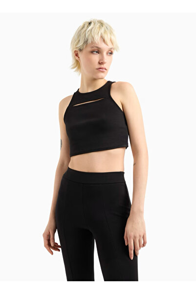Armani Exchange Bisiklet Yaka Düz Siyah Kadın Bluz XW000368