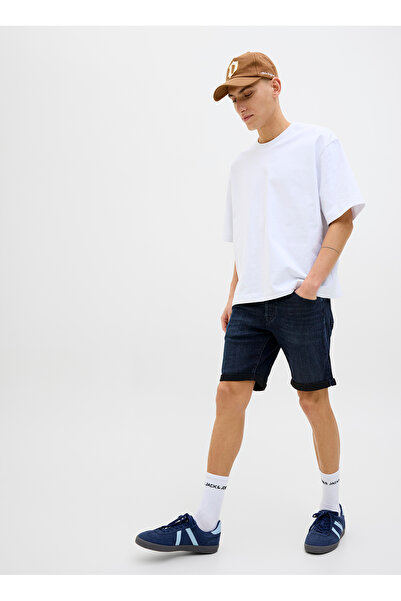 Jack & Jones Koyu Mavi Erkek Normal Bel Standart Kalıp Denim Şort JJIRICK JJFOX SHORTS CB 310 SN