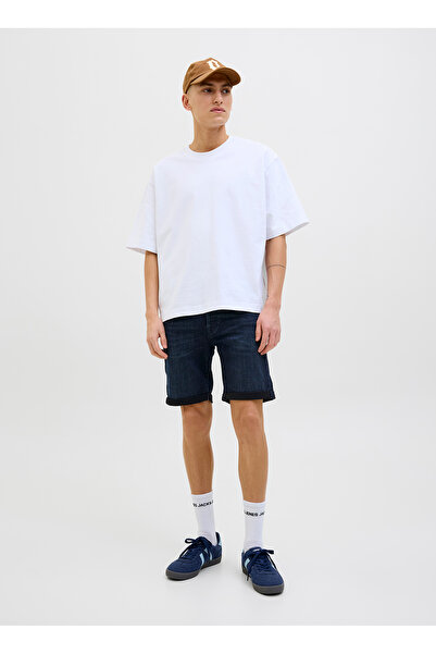 Jack & Jones Koyu Mavi Erkek Normal Bel Standart Kalıp Denim Şort JJIRICK JJFOX SHORTS CB 310 SN